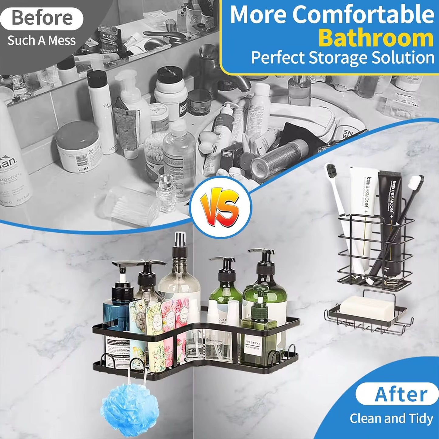 سيت رفوف حمام معدنية