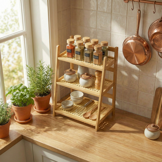 رف توابل بامبو ٣ طوابق