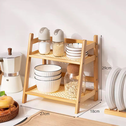 رف توابل بامبو طابقين