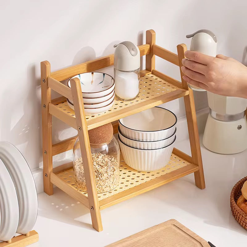 رف توابل بامبو طابقين